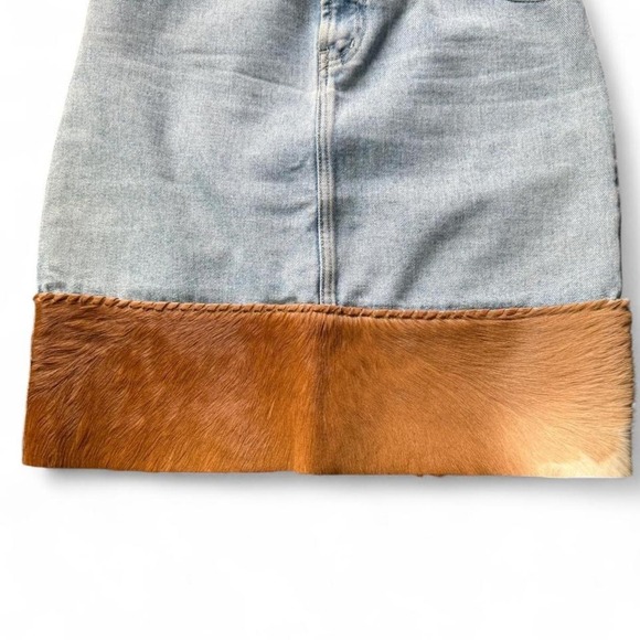 Denim & Cowhide Mini Skirt | Y2K Western Dream - Picture 3 of 4